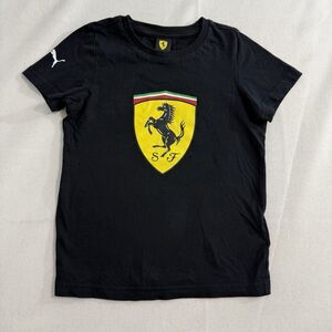 Puma Scuderia Ferrari Kids T-Shirt Size 6 Black Logo Graphic Tee